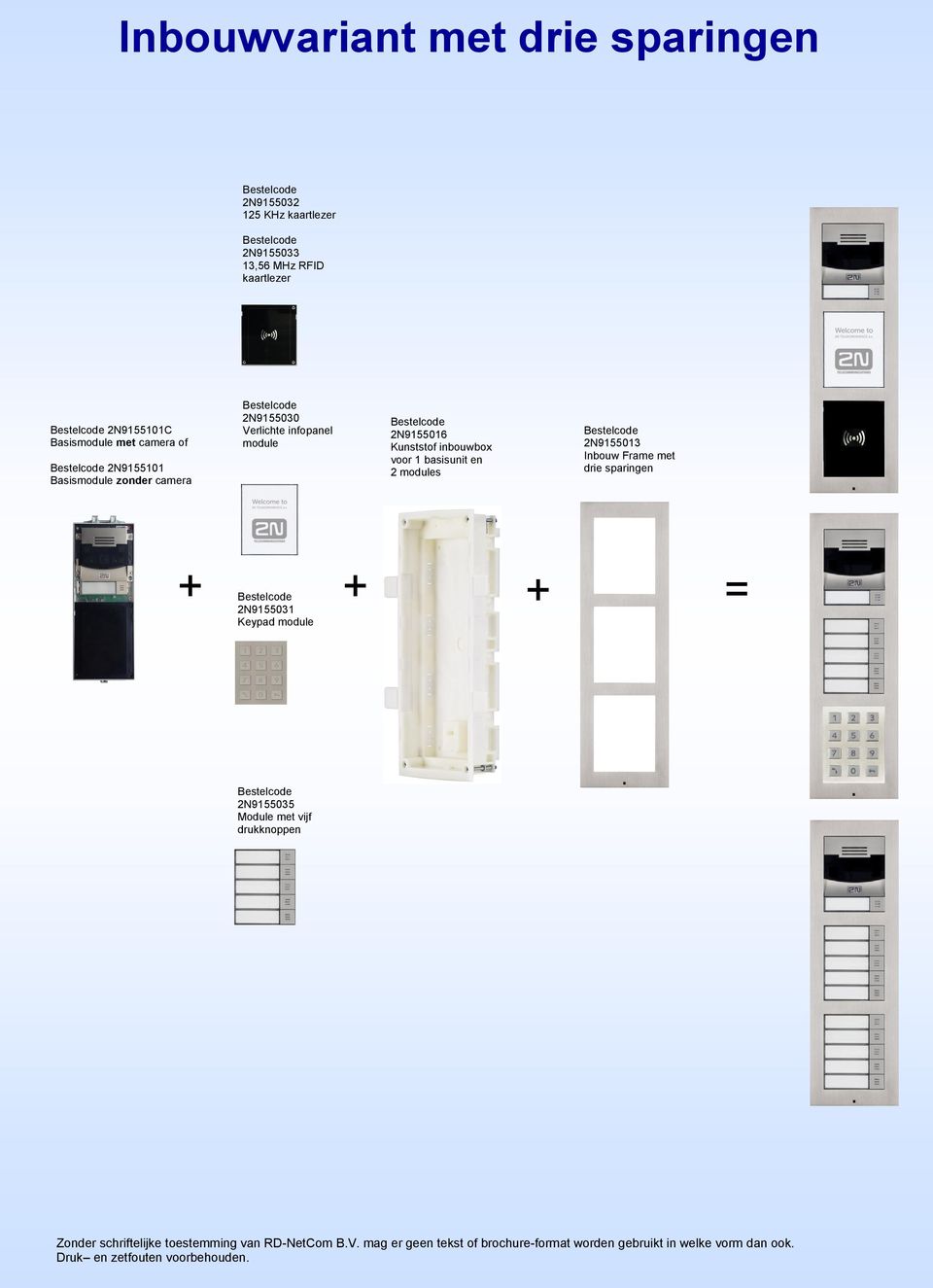 Verlichte infopanel module 2N9155016 Kunststof inbouwbox voor 1 basisunit en 2 modules