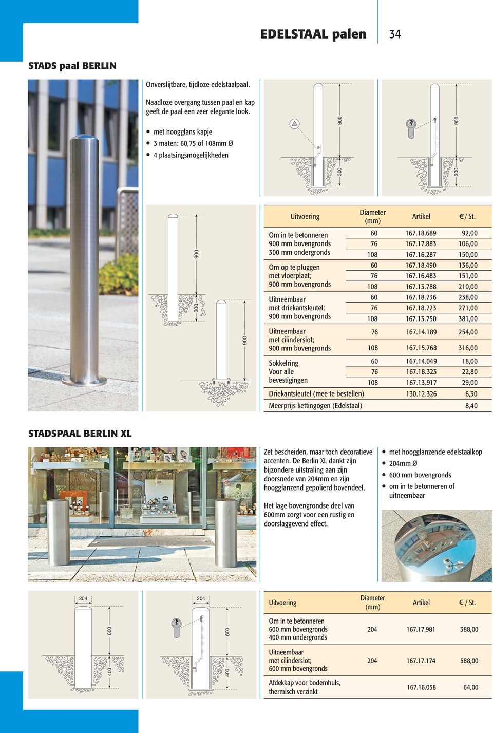 vloerplaat; 900 mm bovengronds Uitneembaar met driekantsleutel; 900 mm bovengronds Uitneembaar met cilinderslot; 900 mm bovengronds Sokkelring Voor alle bevestigingen Diameter 60 167.18.