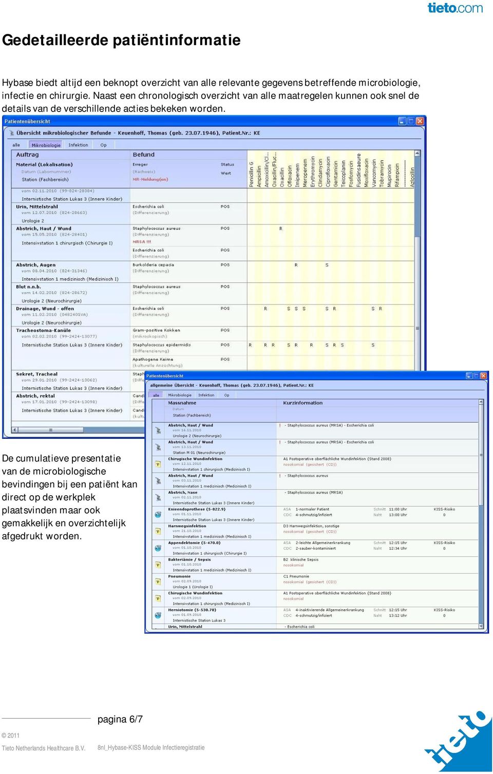 Naast een chronologisch overzicht van alle maatregelen kunnen ook snel de details van de verschillende acties