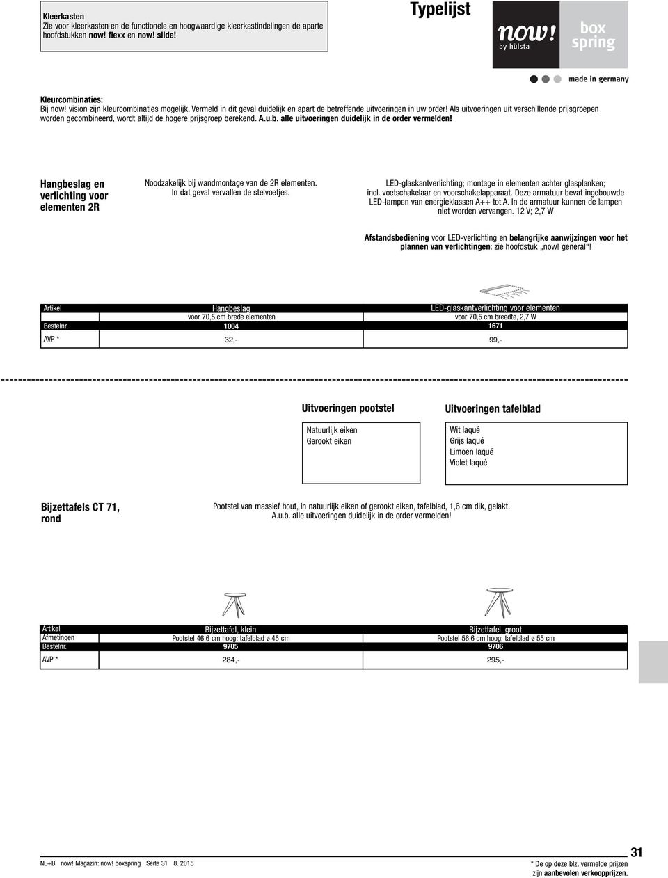 Als uitvoeringen uit verschillende prijsgroepen worden gecombineerd, wordt altijd de hogere prijsgroep berekend. A.u.b. alle uitvoeringen duidelijk in de order vermelden!