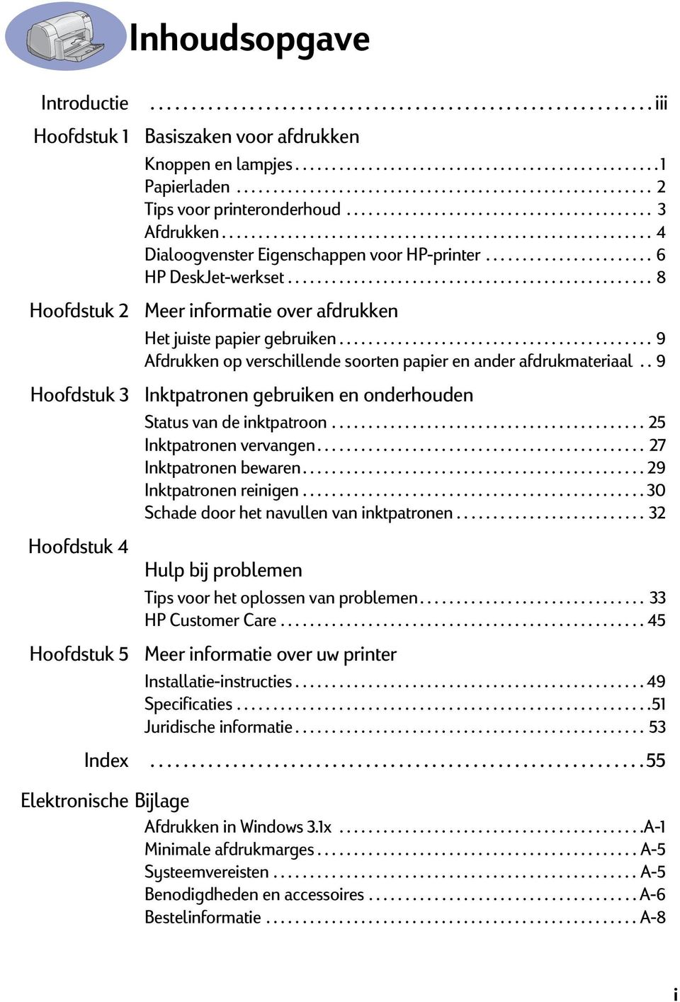 .......................................................... 4 Dialoogvenster Eigenschappen voor HP-printer....................... 6 HP DeskJet-werkset.