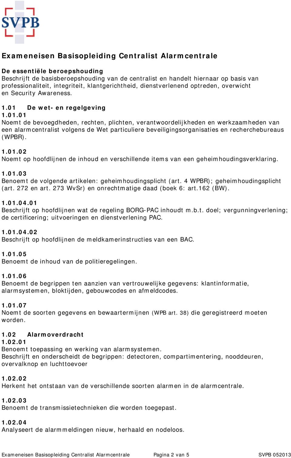 De wet- en regelgeving 1.01.