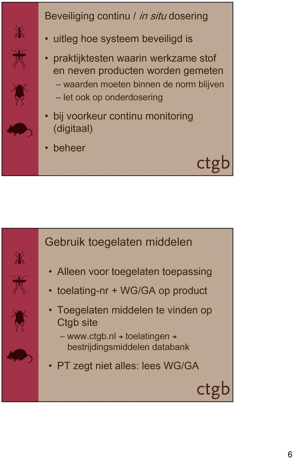 (digitaal) beheer Gebruik toegelaten middelen Alleen voor toegelaten toepassing toelating-nr + WG/GA op product