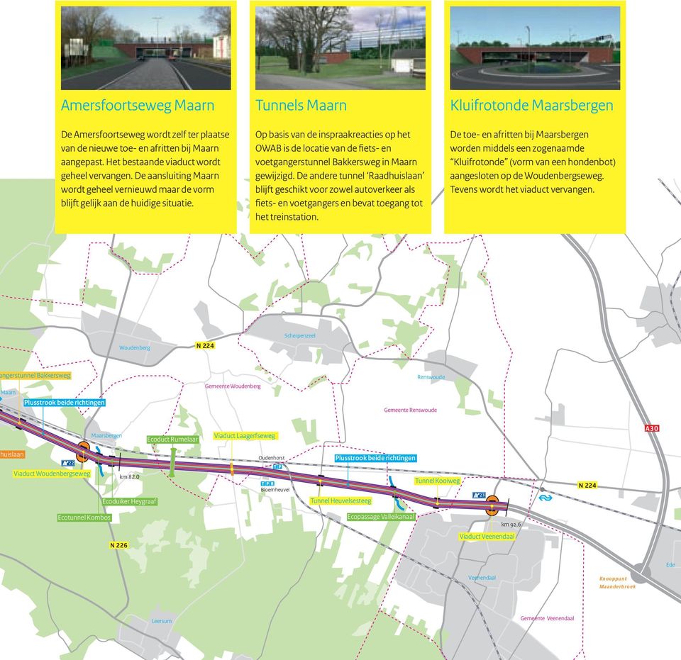 Tunnels Maarn Op basis van de inspraakreacties op het OWAB is de locatie van de fiets- en voetgangerstunnel Bakkersweg in Maarn gewijzigd.