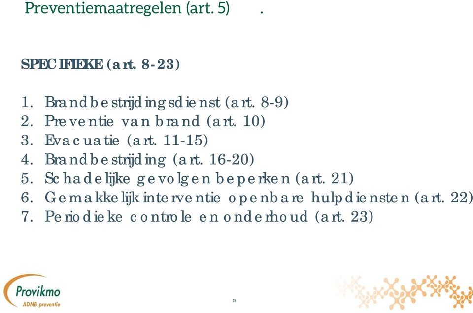 Evacuatie (art. 11-15) 4. Brandbestrijding (art. 16-20) 5.