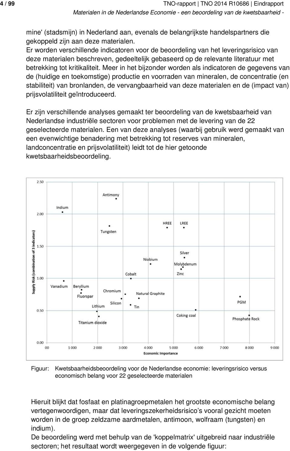 Meer in het bijzonder worden als indicatoren de gegevens van de (huidige en toekomstige) productie en voorraden van mineralen, de concentratie (en stabiliteit) van bronlanden, de vervangbaarheid van