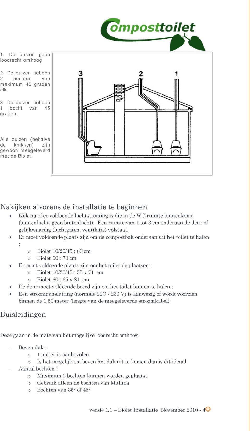 Nakijken alvorens de installatie te beginnen Kijk na of er voldoende luchtstroming is die in de WC-ruimte binnenkomt (binnenlucht, geen buitenlucht).