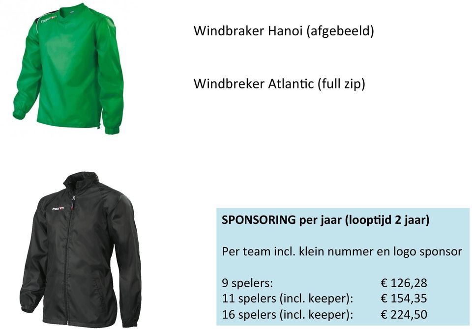 klein nummer en logo sponsor 9 spelers: 126,28