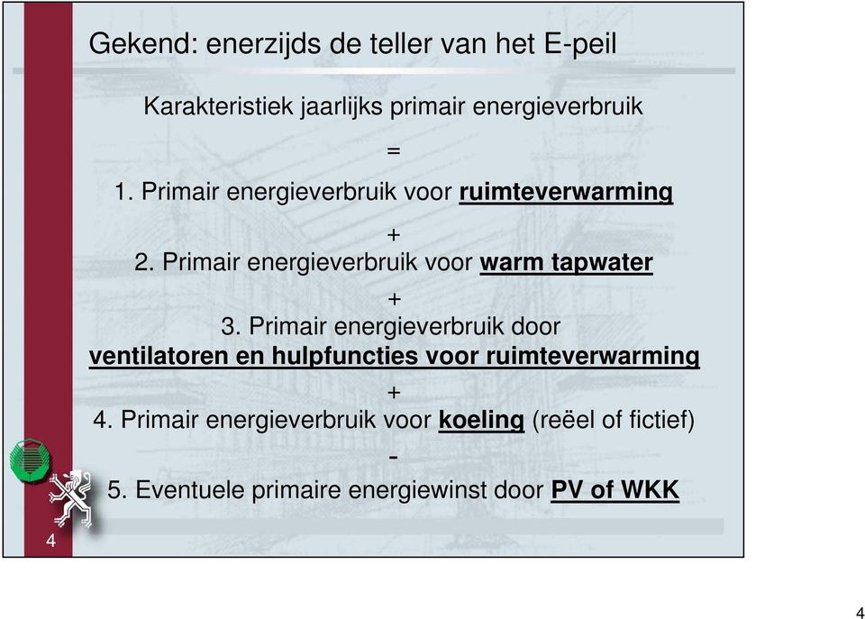 Primair energieverbruik door ventilatoren en hulpfuncties voor ruimteverwarming + 4.