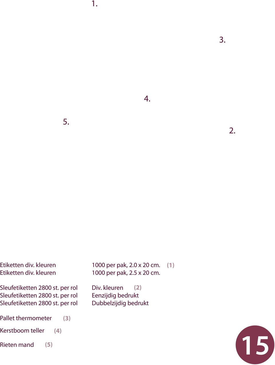 per rol Sleufetiketten 2800 st. per rol Sleufetiketten 2800 st. per rol (2) Div.