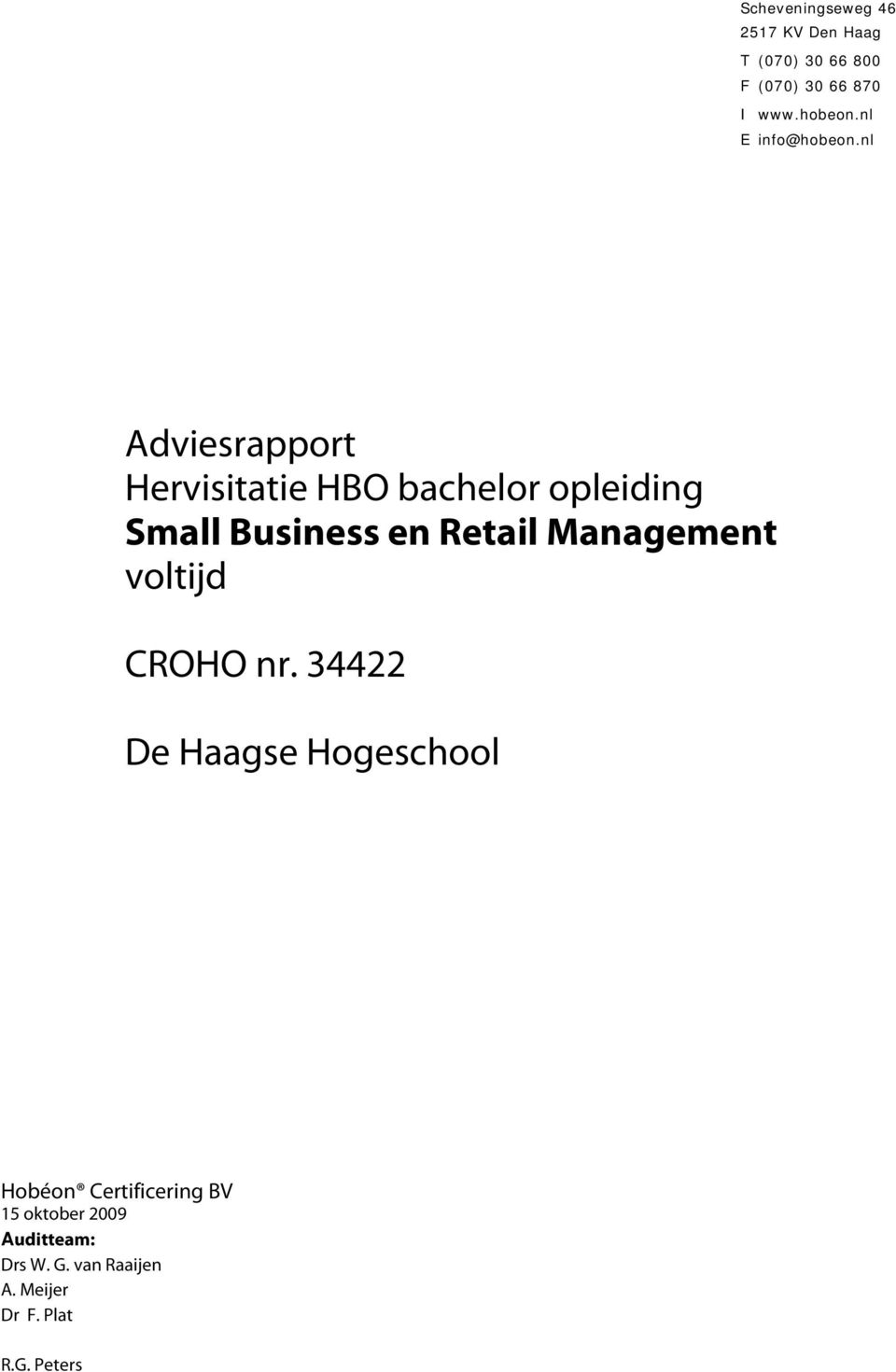 nl Adviesrapport Hervisitatie HBO bachelor opleiding Small Business en Retail