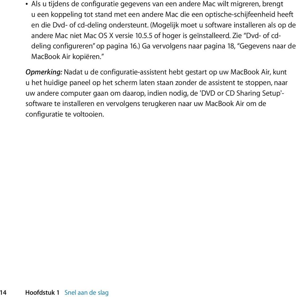 ) Ga vervolgens naar pagina 18, Gegevens naar de MacBook Air kopiëren.