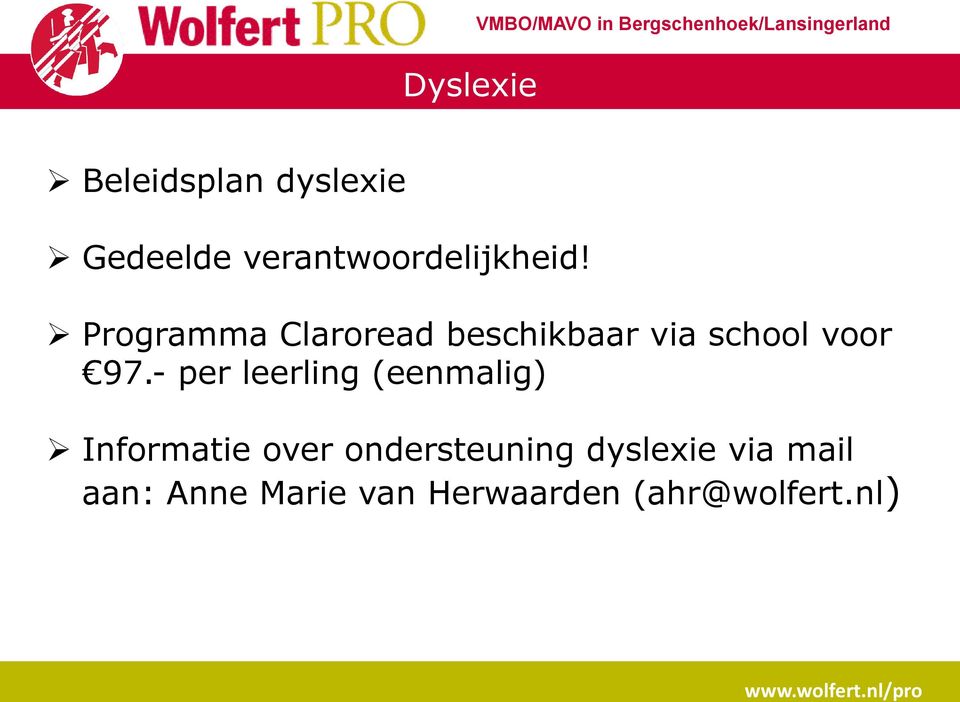 Programma Claroread beschikbaar via school voor 97.