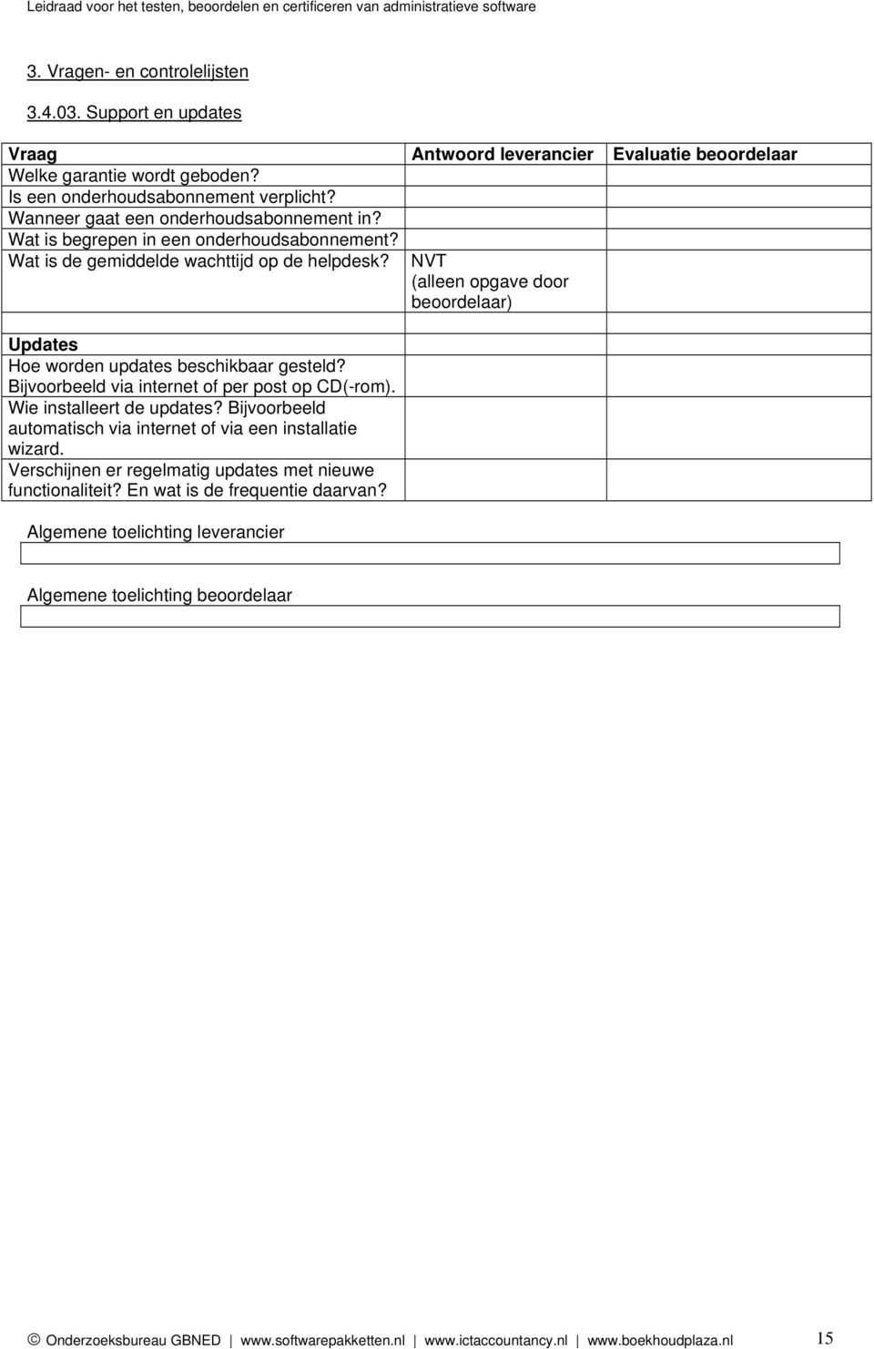 Bijvoorbeeld via internet of per post op CD(-rom). Wie installeert de updates? Bijvoorbeeld automatisch via internet of via een installatie wizard.