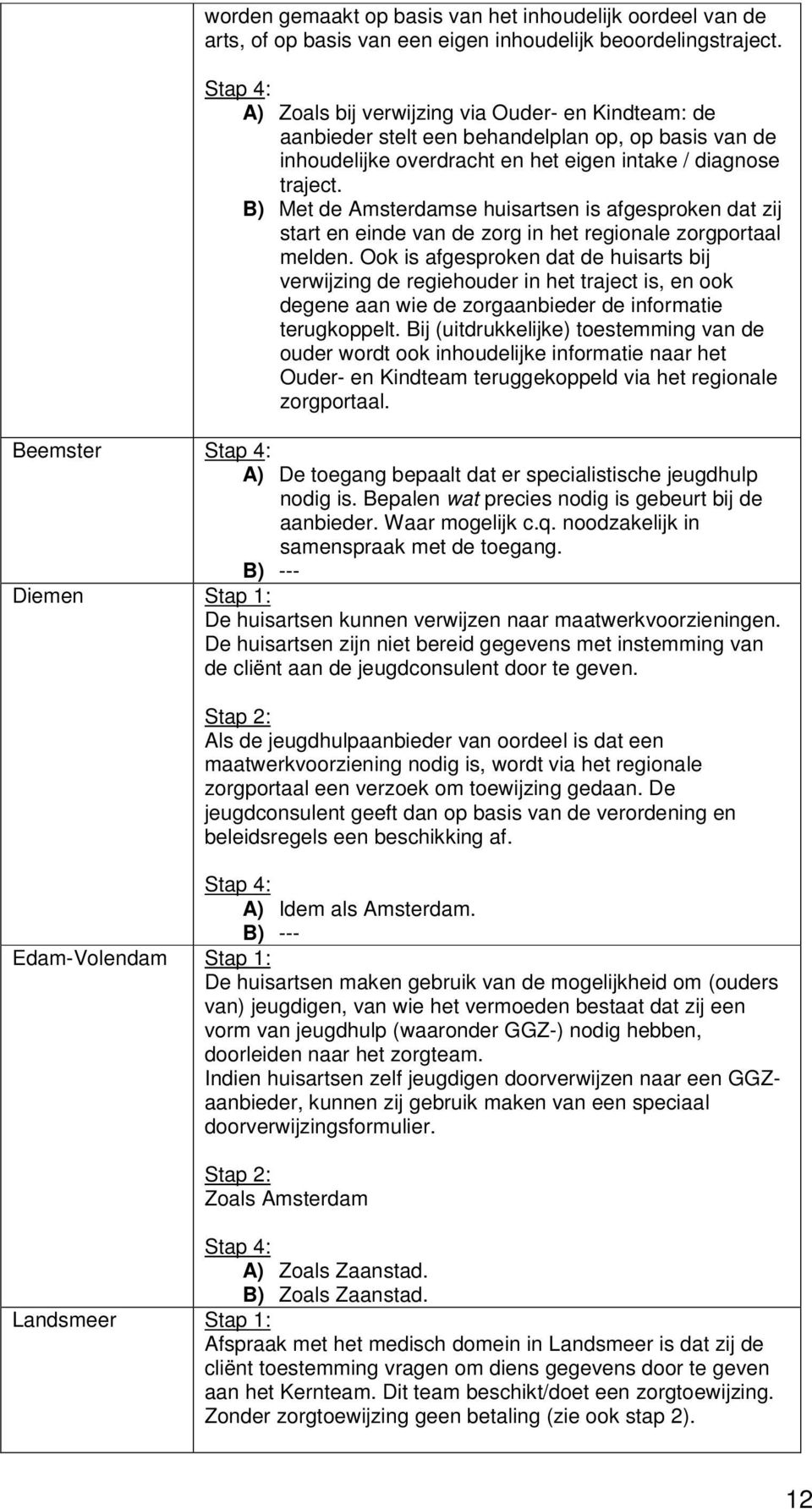 B) Met de Amsterdamse huisartsen is afgesproken dat zij start en einde van de zorg in het regionale zorgportaal melden.