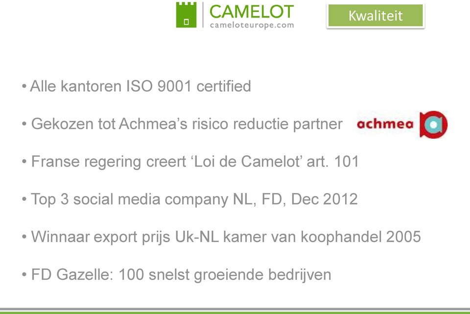 101 Top 3 social media company NL, FD, Dec 2012 Winnaar export prijs