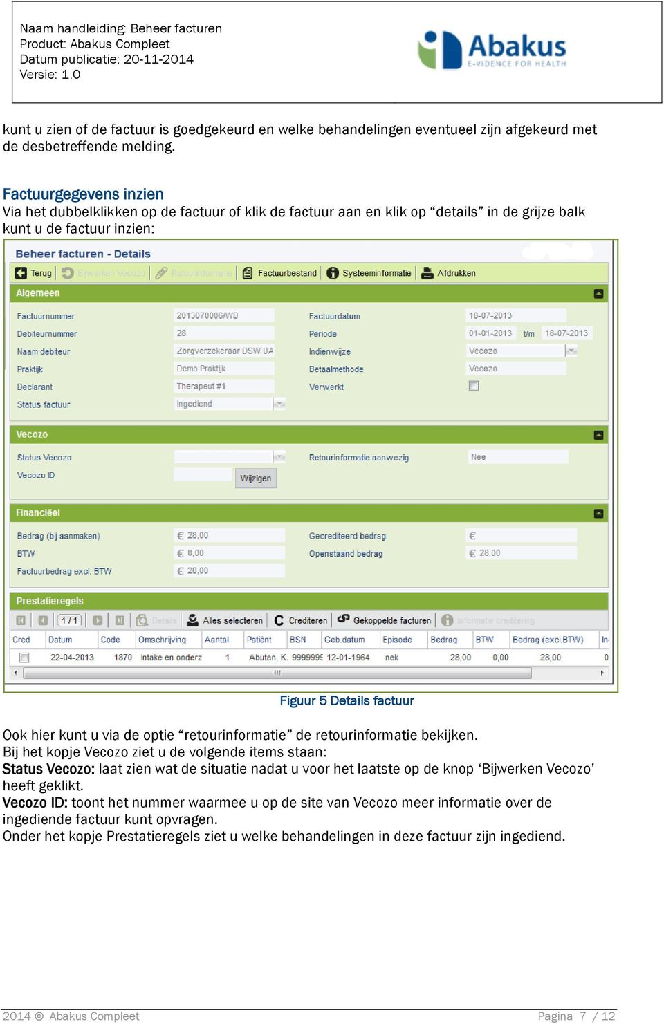 optie retourinformatie de retourinformatie bekijken.