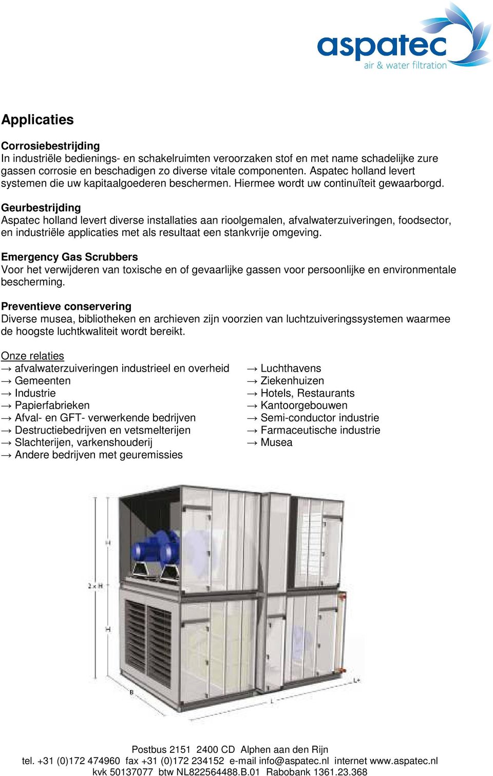 Geurbestrijding Aspatec holland levert diverse installaties aan rioolgemalen, afvalwaterzuiveringen, foodsector, en industriële applicaties met als resultaat een stankvrije omgeving.