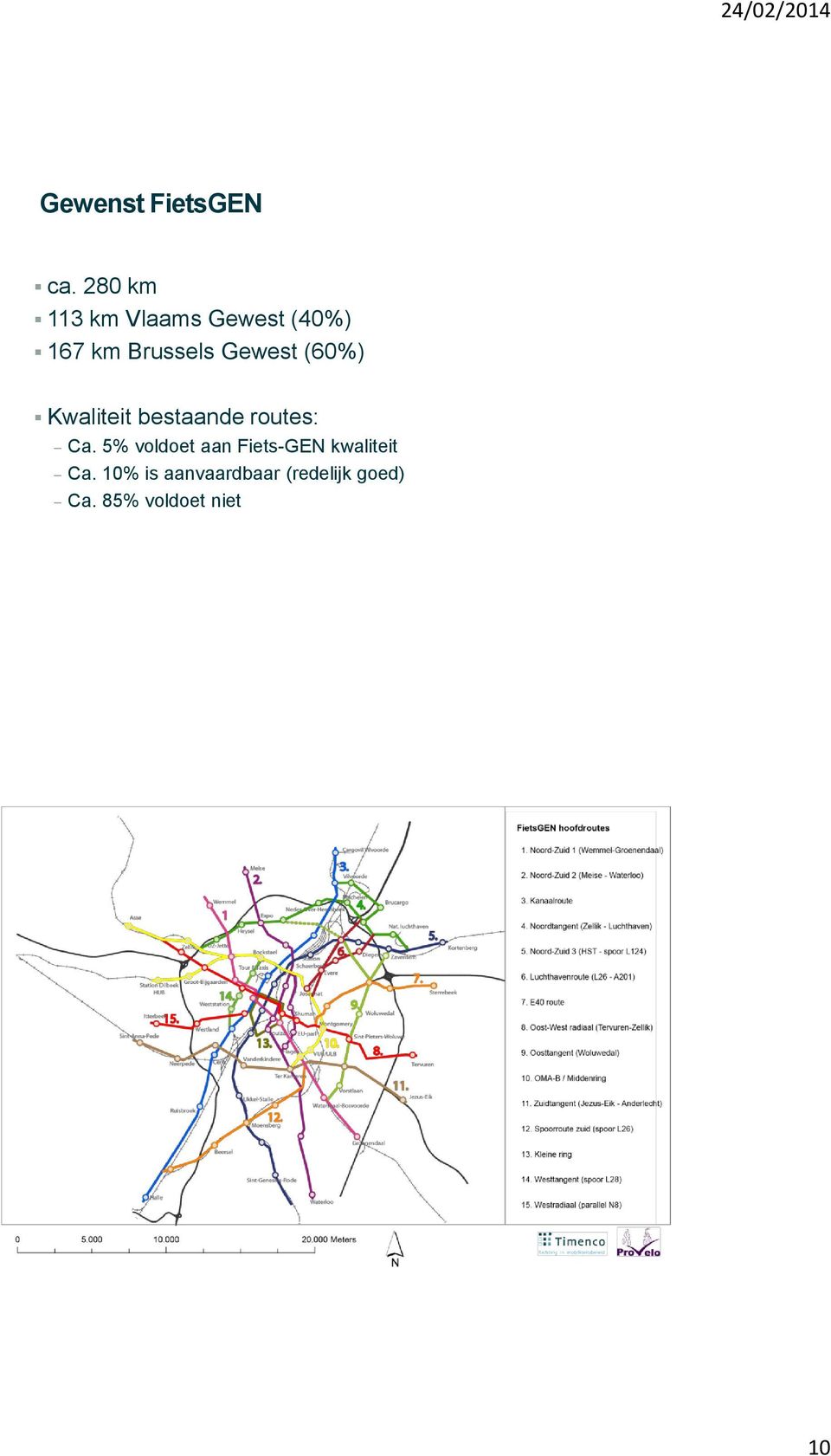 Gewest (60%) Kwaliteit bestaande routes: Ca.