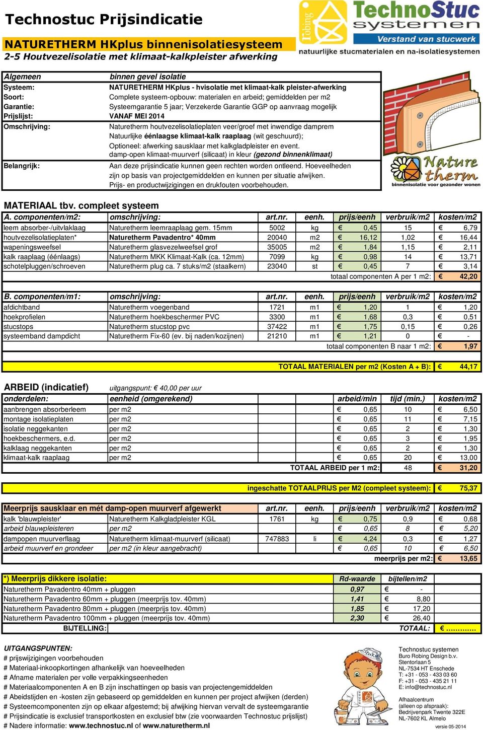 Optioneel: afwerking sausklaar met kalkgladpleister en event. damp-open klimaat-muurverf (silicaat) in kleur (gezond binnenklimaat) leem absorber-/uitvlaklaag Naturetherm leemraaplaag gem.