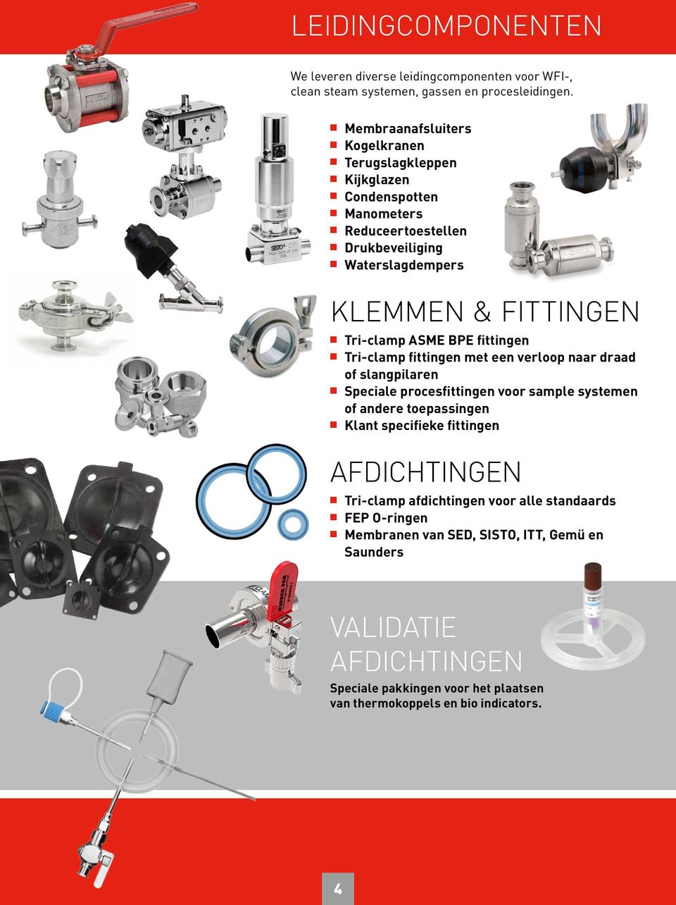 ASME BPE fittingen Tri-clamp fittingen met een verloop naar draad of slangpilaren Speciale procesfittingen voor sample systemen of andere toepassingen Klant specifieke