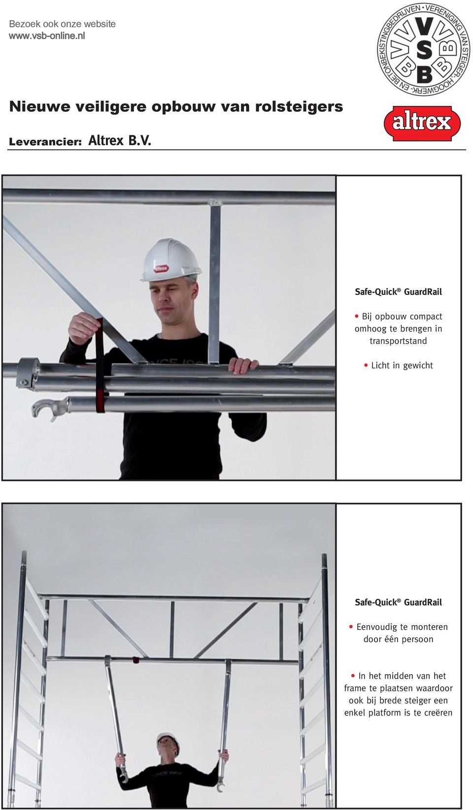 gewicht Ruimte voor bijschrift Safe-Quick GuardRail Eenvoudig te monteren door één persoon