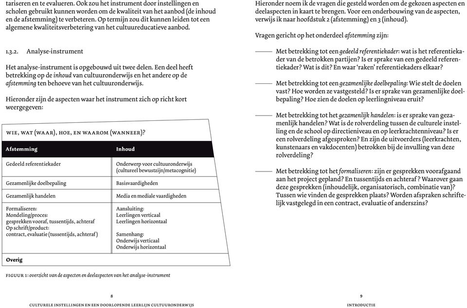 Een deel heeft be trekking op de inhoud van cultuuronderwijs en het andere op de afstemming ten behoeve van het cultuuronderwijs.