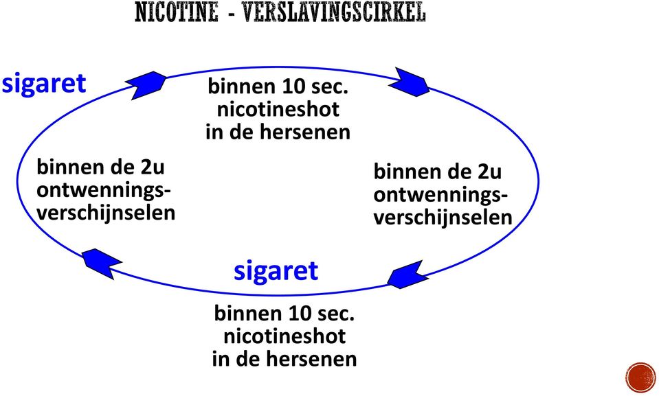 nicotineshot in de hersenen sigaret binnen