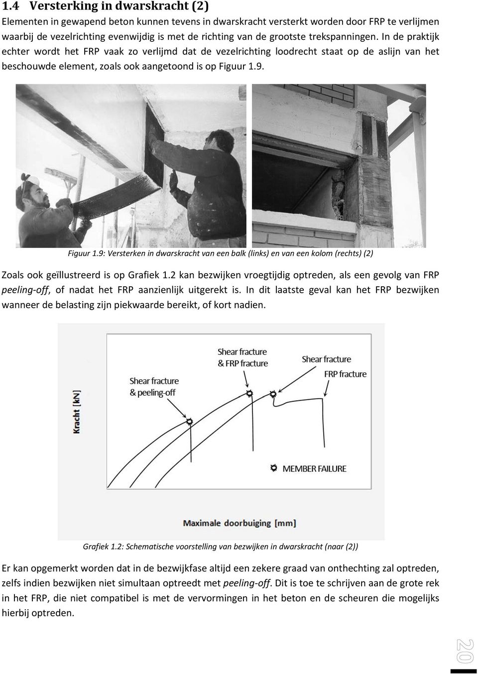 Figuur 1.9: Versterken in dwarskracht van een balk (links) en van een kolom (rechts) (2) Zoals ook geïllustreerd is op Grafiek 1.