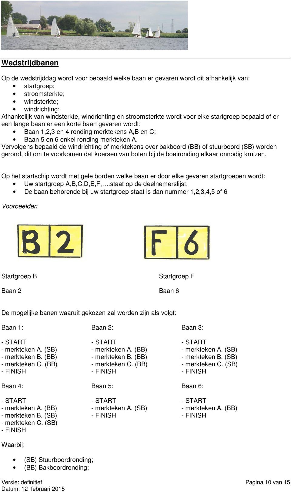 Vervolgens bepaald de windrichting of merktekens over bakboord (BB) of stuurboord (SB) worden gerond, dit om te voorkomen dat koersen van boten bij de boeironding elkaar onnodig kruizen.