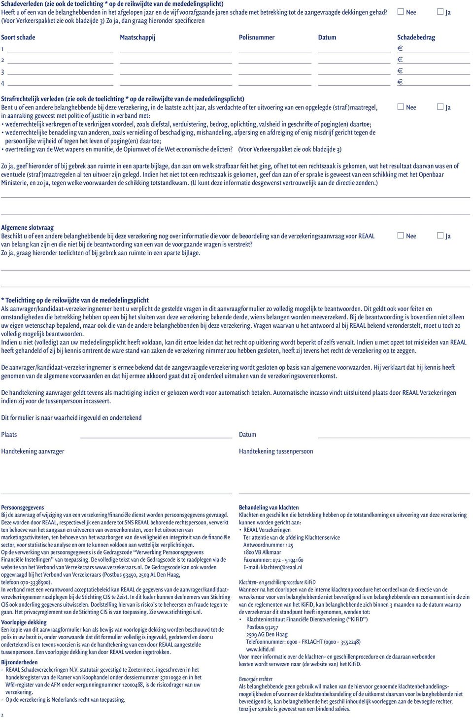 Aanvraag REAAL Totaalplan (Schade Particulier) - PDF Gratis download