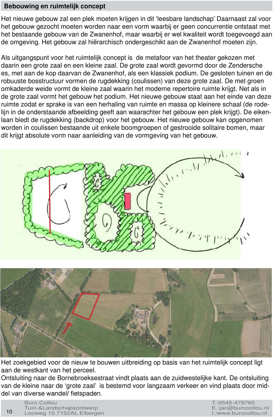 Als uitgangspunt voor het ruimtelijk concept is de metafoor van het theater gekozen met daarin een grote zaal en een kleine zaal.