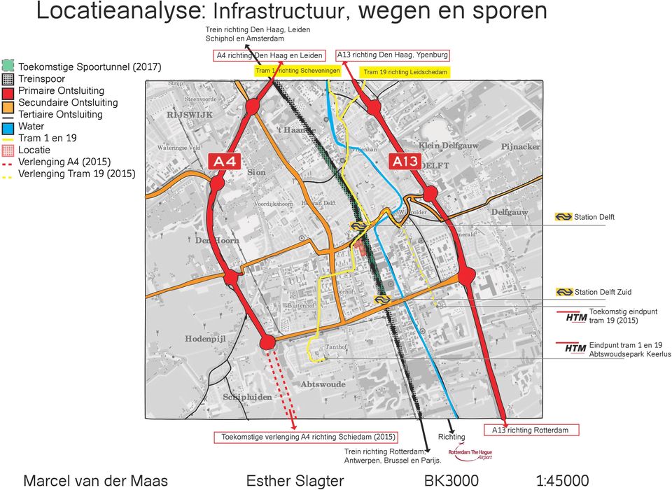 Haag, Ypenburg Tram 1 richting Scheveningen Tram 19 richting Leidschedam Station Delft Station Delft Zuid Toekomstig eindpunt tram 19 (2015) Eindpunt tram 1 en 19