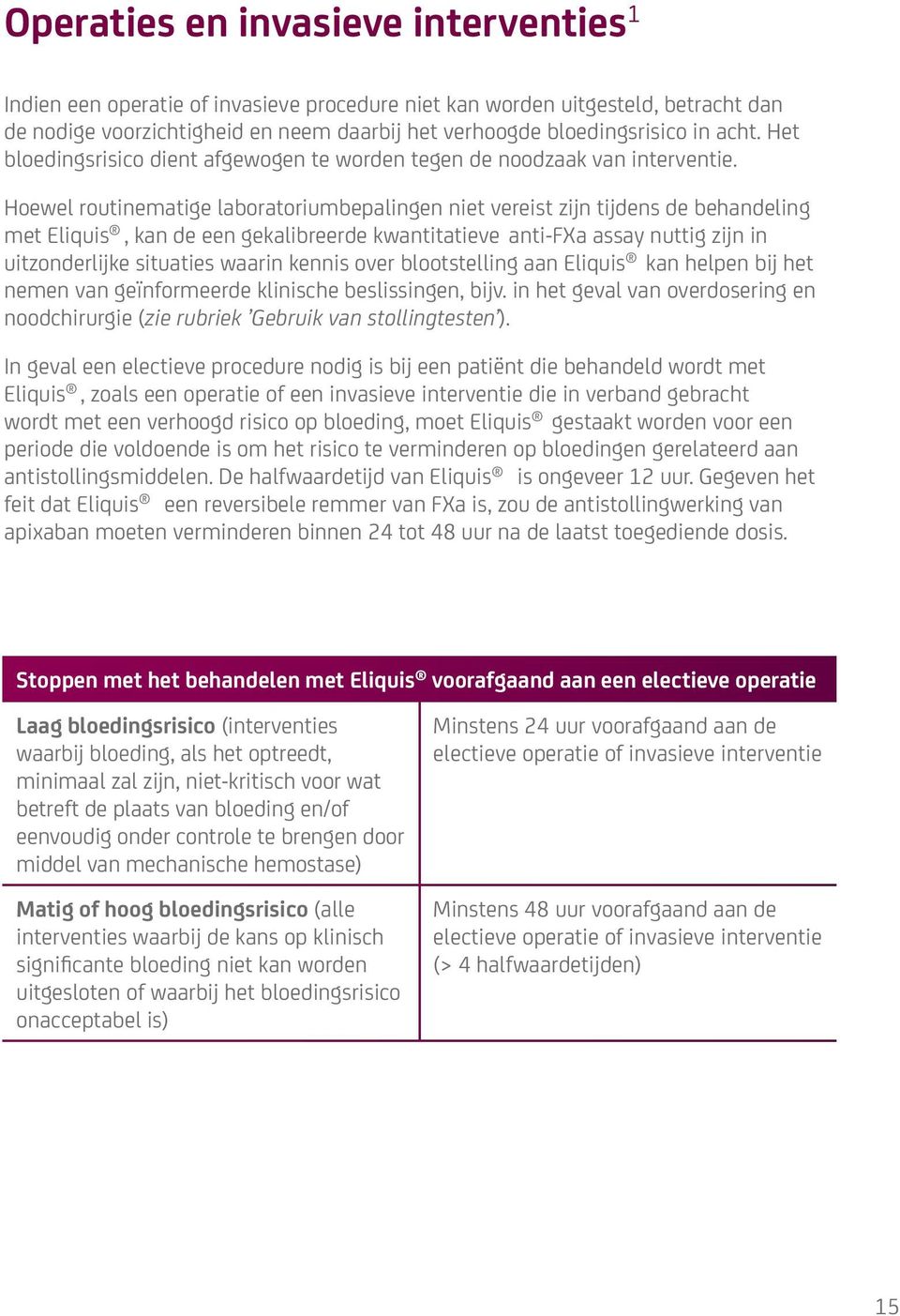 Hoewel routinematige laboratoriumbepalingen niet vereist zijn tijdens de behandeling met Eliquis, kan de een gekalibreerde kwantitatieve anti-fxa assay nuttig zijn in uitzonderlijke situaties waarin