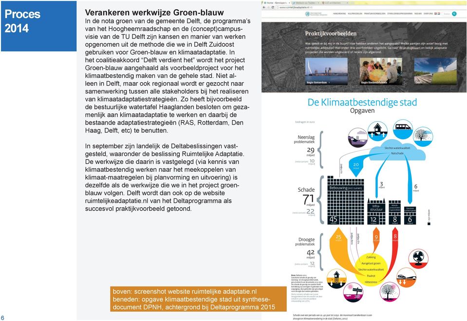 In het coalitieakkoord Delft verdient het wordt het project Groen-blauw aangehaald als voorbeeldproject voor het klimaatbestendig maken van de gehele stad.