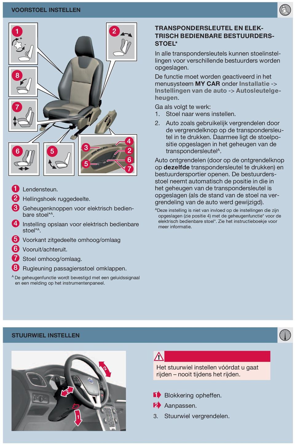 A De geheugenfunctie wordt bevestigd met een geluidssignaal en een melding op het instrumentenpaneel.