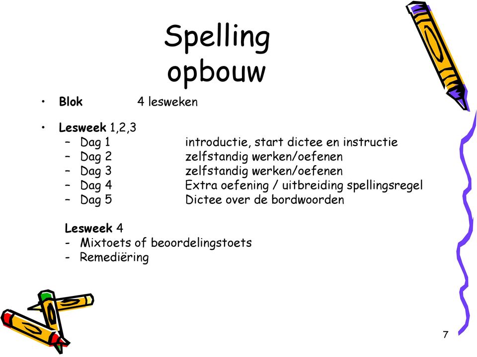 werken/oefenen Dag 4 Extra oefening / uitbreiding spellingsregel Dag 5