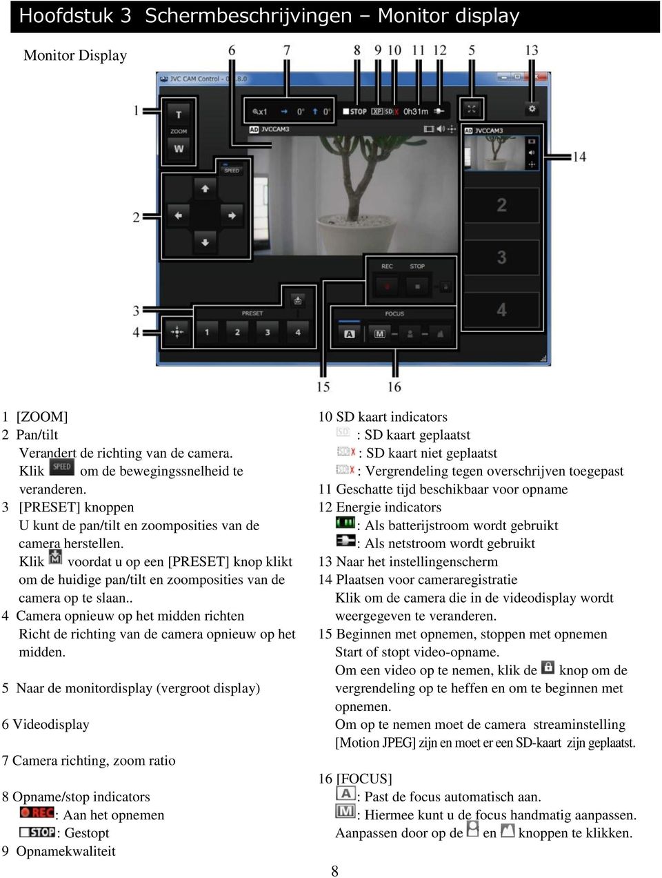 . 4 Camera opnieuw op het midden richten Richt de richting van de camera opnieuw op het midden.