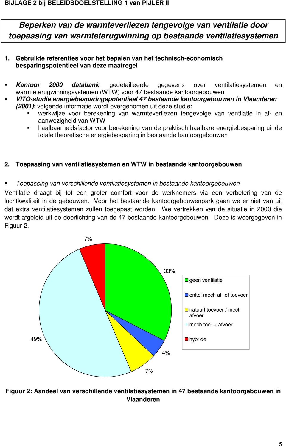 warmteterugwinningsystemen (WTW) voor 47 bestaande kantoorgebouwen VITO-studie energiebesparingspotentieel 47 bestaande kantoorgebouwen in Vlaanderen (2001): volgende informatie wordt overgenomen uit