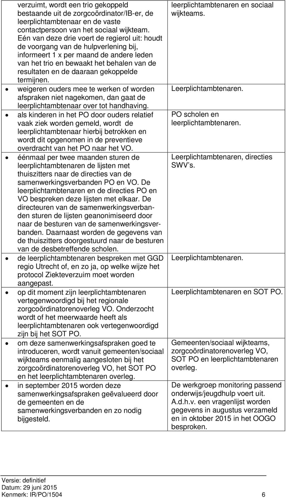 gekoppelde termijnen. weigeren ouders mee te werken of worden afspraken niet nagekomen, dan gaat de leerplichtambtenaar over tot handhaving.