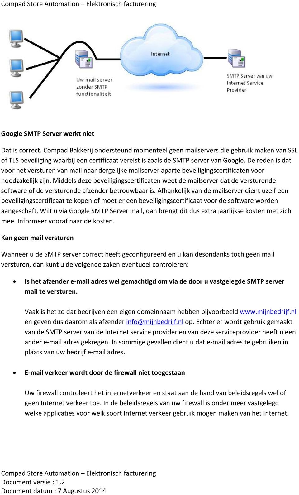 De reden is dat voor het versturen van mail naar dergelijke mailserver aparte beveiligingscertificaten voor noodzakelijk zijn.