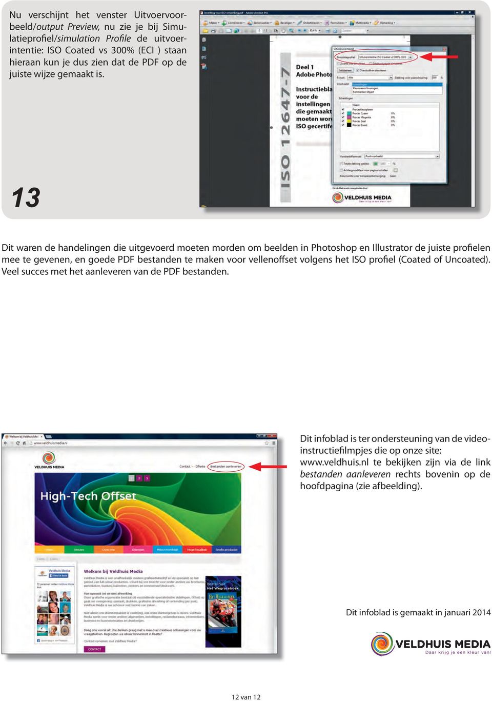 13 Dit waren de handelingen die uitgevoerd moeten morden om beelden in Photoshop en Illustrator de juiste profielen mee te gevenen, en goede PDF bestanden te maken voor vellenoffset