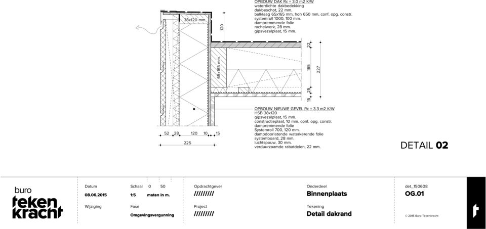 3 m2 K/W HSB 38x constructieplaat, 10 mm. conf. opg. constr. Systemroll 700, mm.