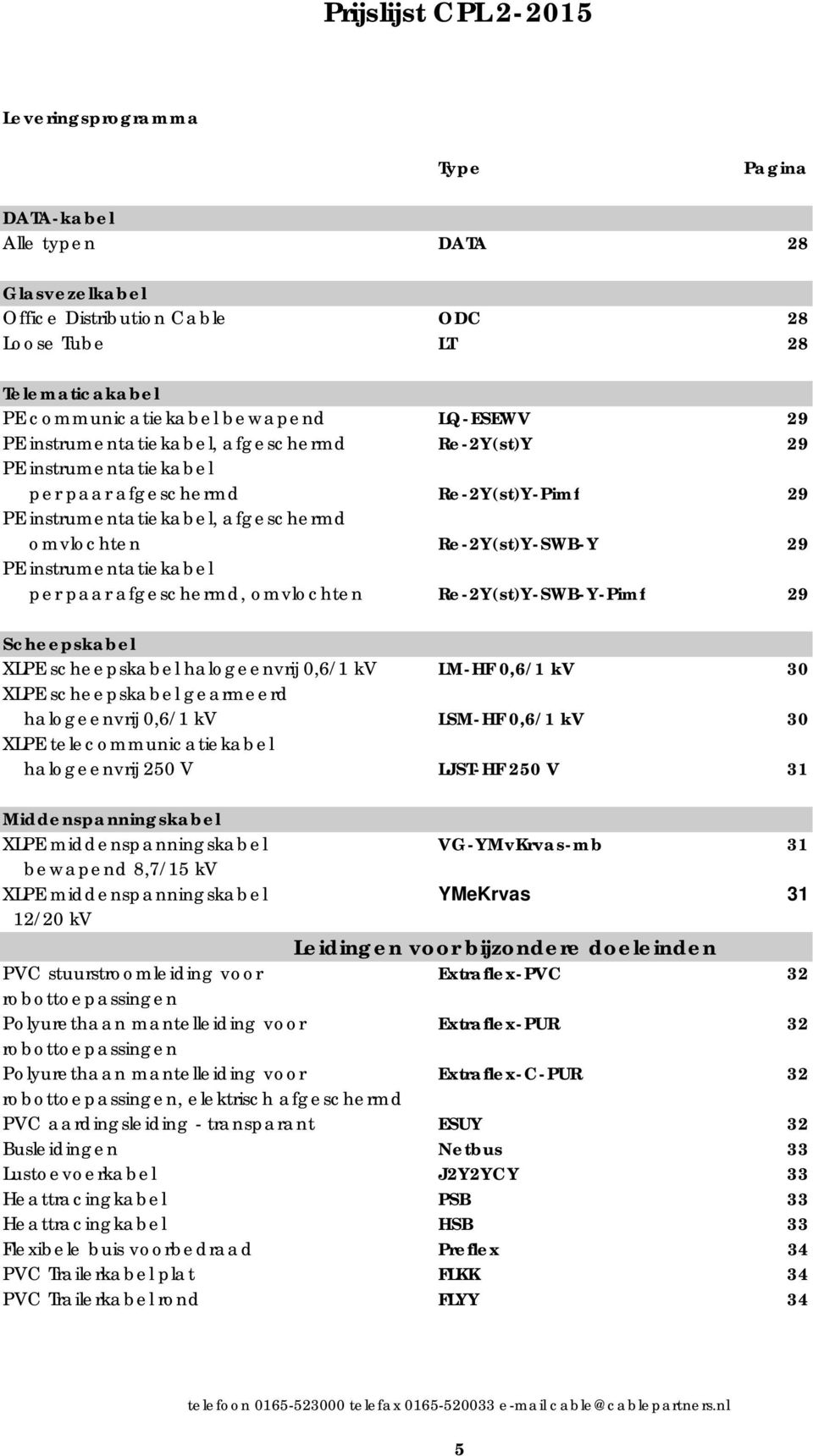 instrumentatiekabel per paar afgeschermd, omvlochten Re-2Y(st)Y-SWB-Y-Pimf 29 Scheepskabel XLPE scheepskabel halogeenvrij 0,6/1 kv LM-HF 0,6/1 kv 30 XLPE scheepskabel gearmeerd halogeenvrij 0,6/1 kv