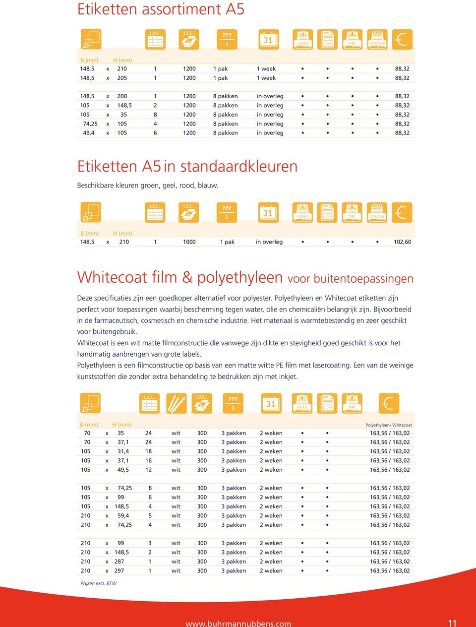 , 0 0 pak in overleg Whitecoat film & polyethyleen voor buitentoepassingen Deze specificaties zijn een goedkoper alternatief voor polyester.