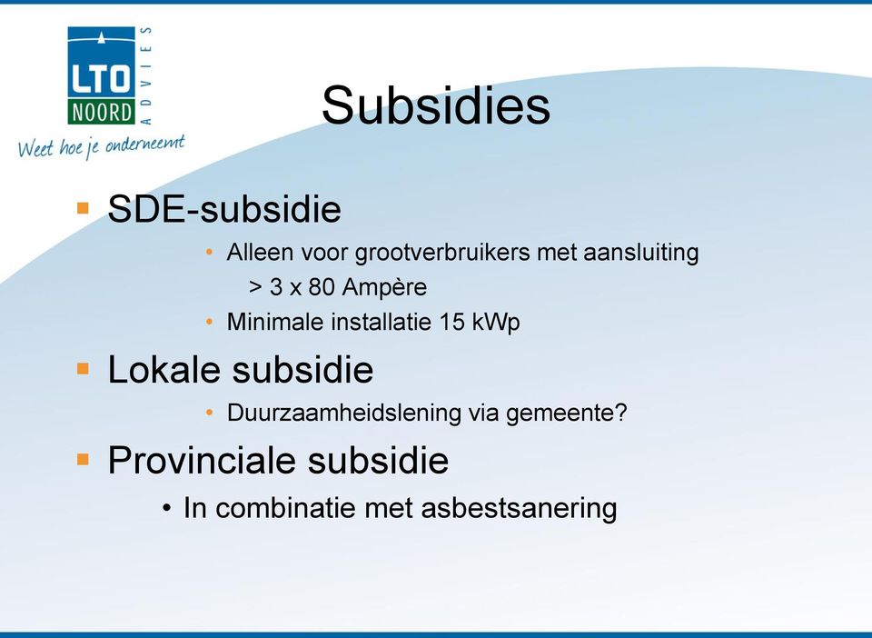 15 kwp Lokale subsidie Duurzaamheidslening via
