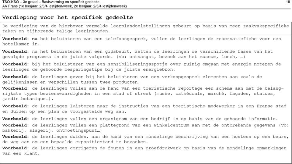 Voorbeeld: na het beluisteren van een gidsbeurt, zetten de leerlingen de verschillende fases van het gevolgde programma in de juiste volgorde.