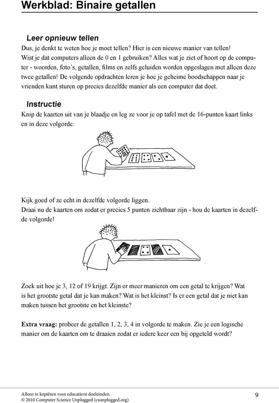 De volgende opdrachten leren je hoe je geheime boodschappen naar je vrienden kunt sturen op precies dezelfde manier als een computer dat doet.