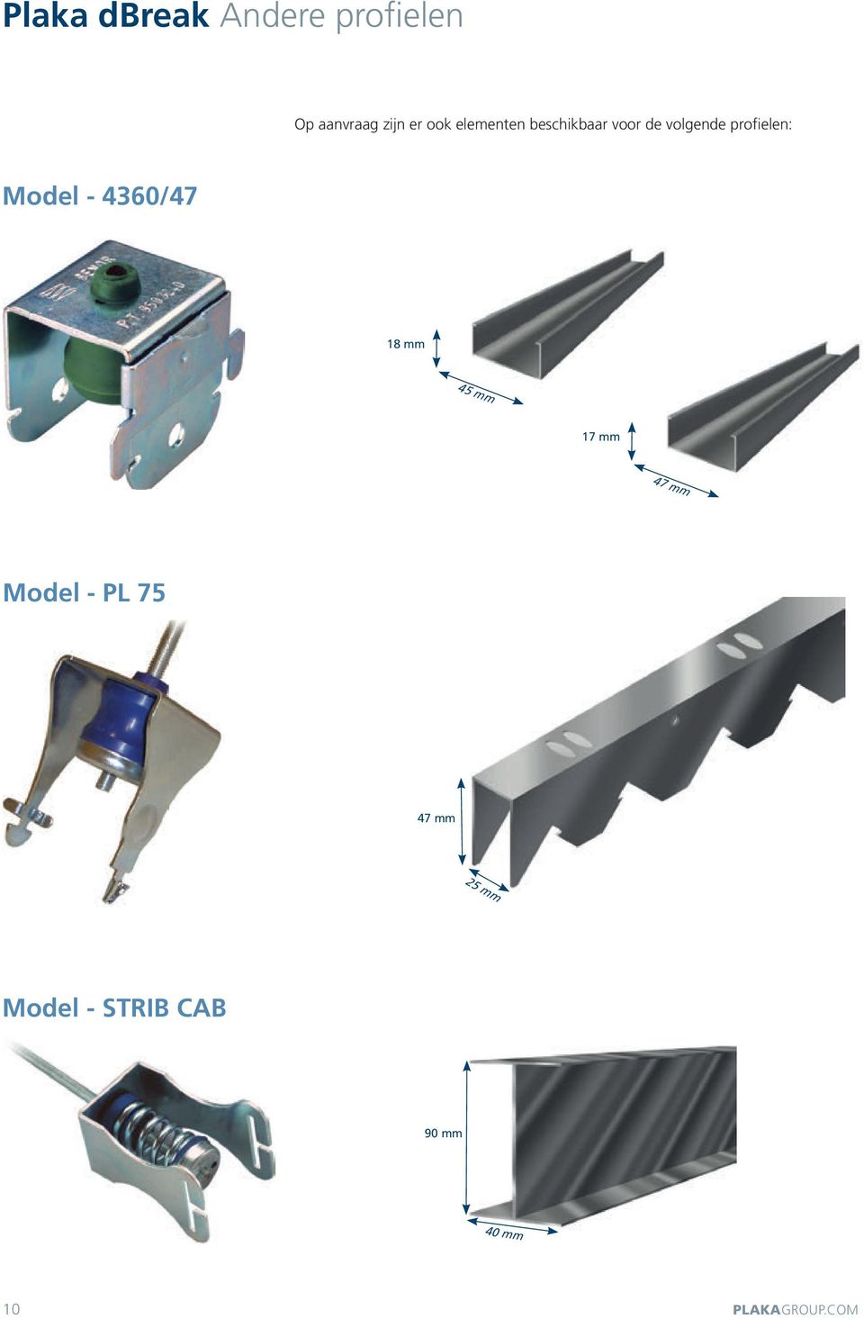 profielen: Model - 4360/47 18 mm 45 mm 17 mm 47 mm