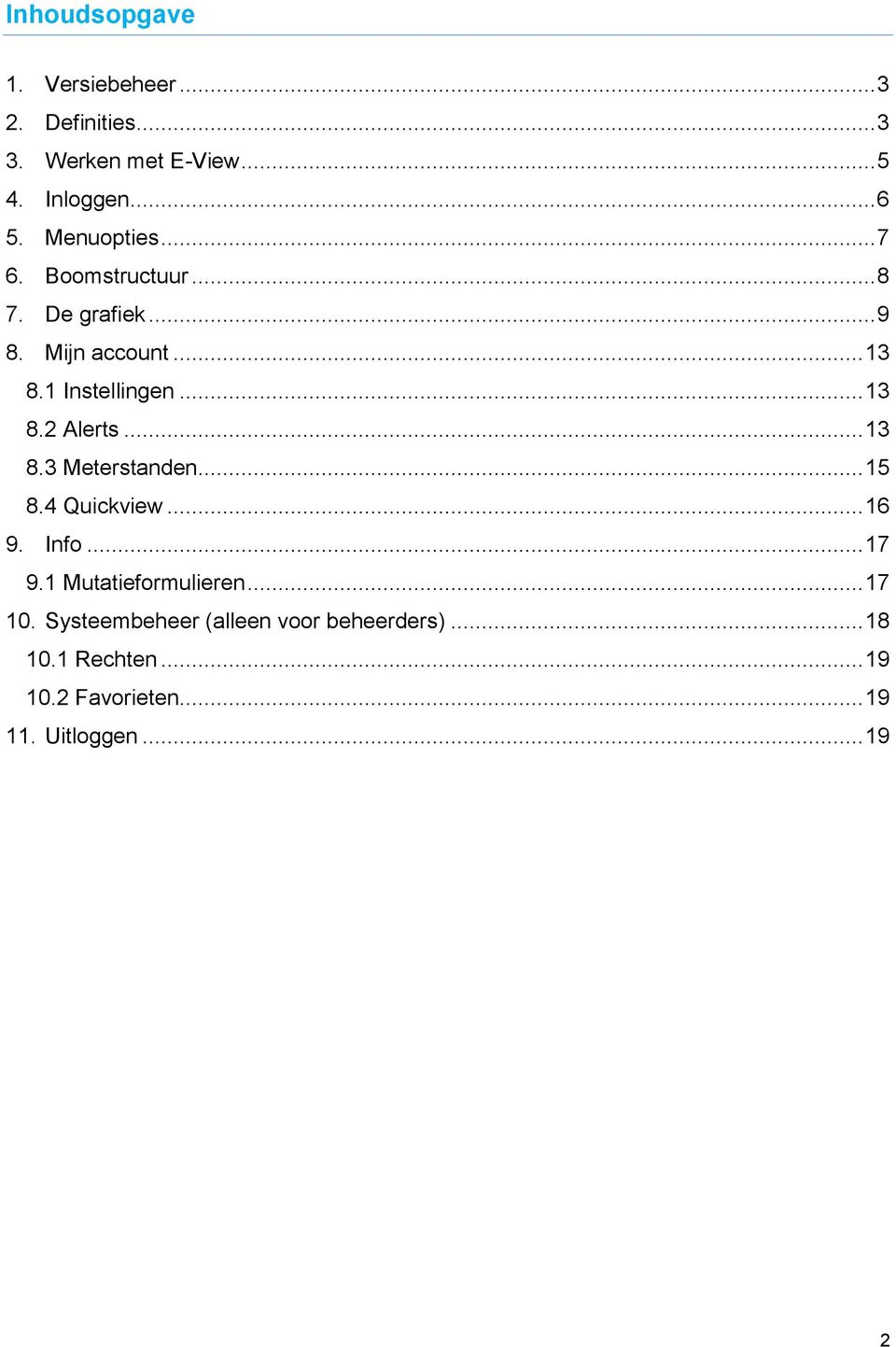 .. 13 8.3 Meterstanden... 15 8.4 Quickview... 16 9. Info... 17 9.1 Mutatieformulieren... 17 10.